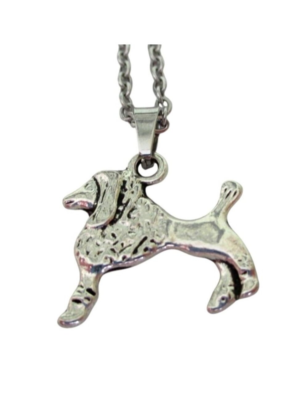 New Poodle Dog Pendant Necklace 20" Stainless Chain Dog Lovers Jewelry Gift